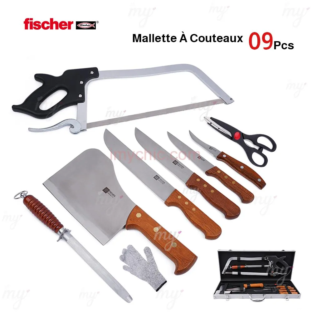 Mallette À Couteaux De Boucher Acier Inoxydable 09Pcs Fischer LB
